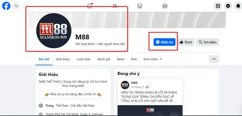 Kênh Liên hệ M88 đang được áp dụng
