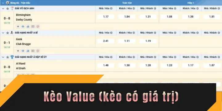 Kèo Value (kèo có giá trị) là gì trong cá độ bóng đá?